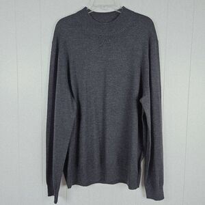 Joseph Abboud Merino Wool Sweater Mock Neck Gray Pullover Layer Mens XXL